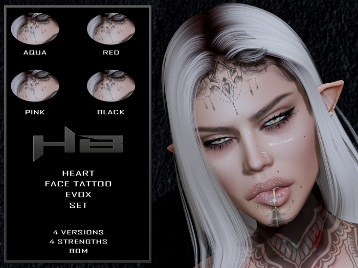 Second Life Marketplace [HB] Heart Face Tattoo EvoX